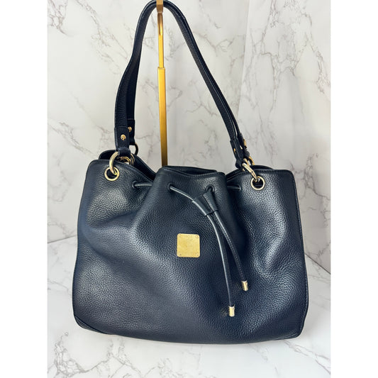 MCM Bucket Bag in Black Pebbled Leather
