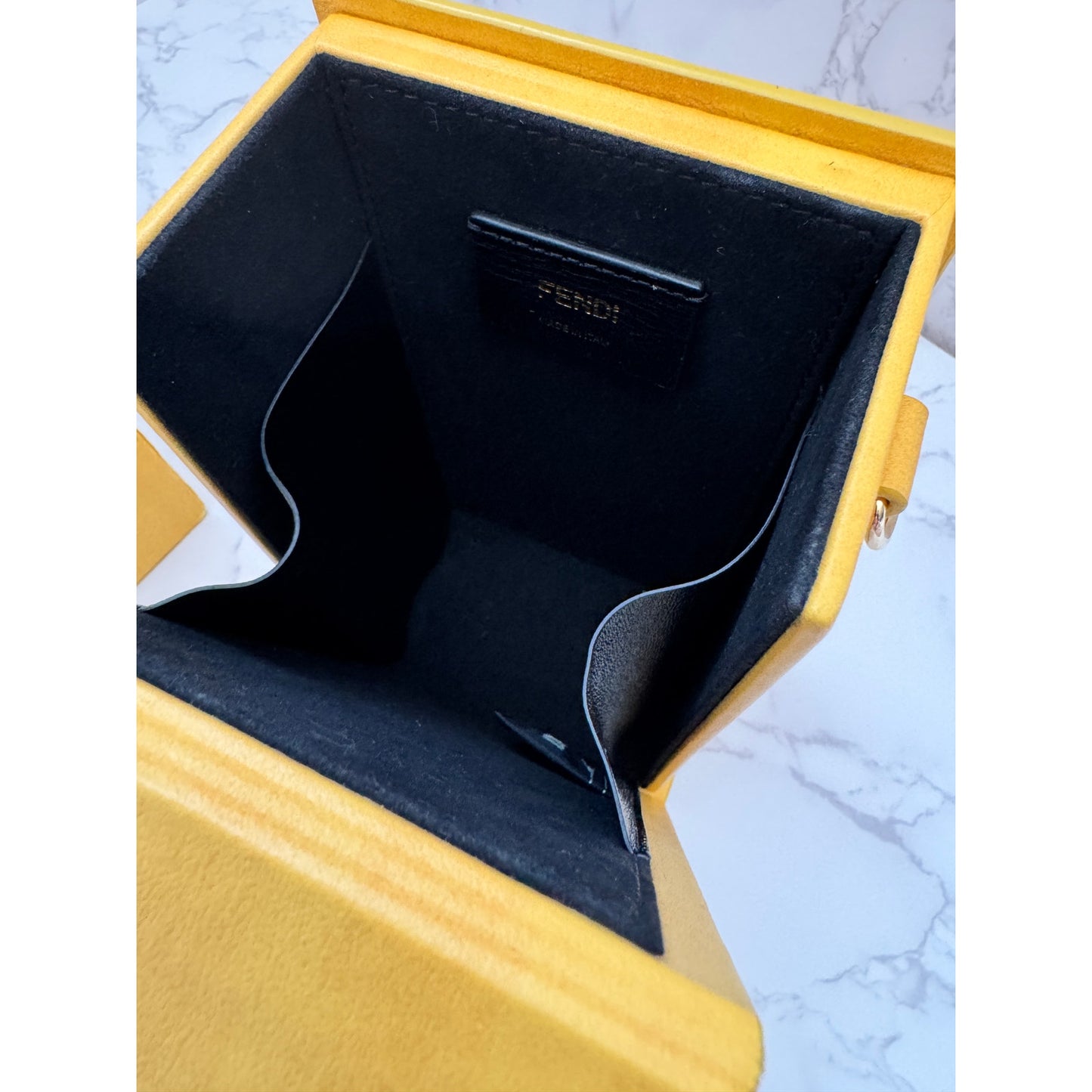 Fendi Vitello Yellow Leather Vertical Box Bag