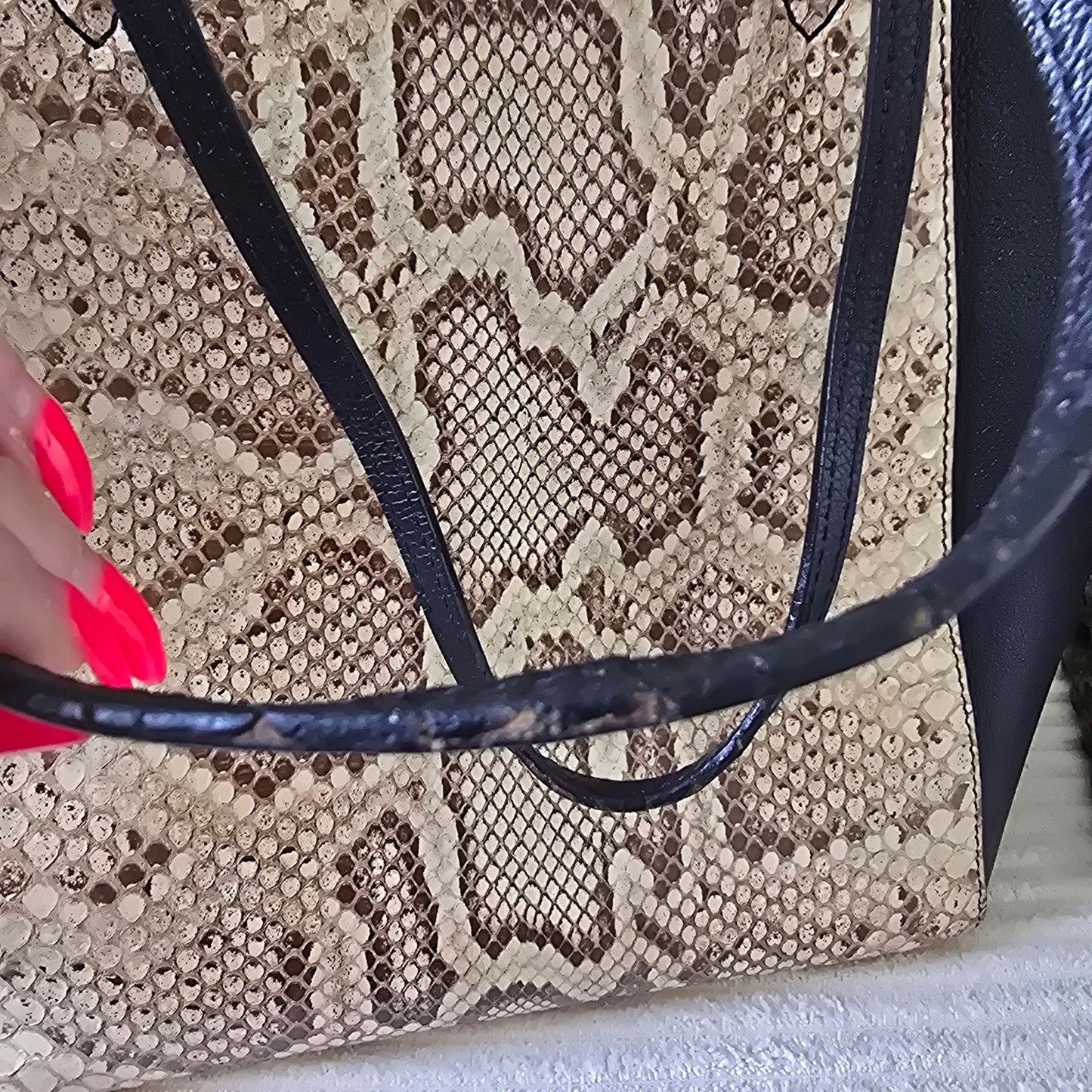 Louis Vuitton Lockme Cabas Python Leather Tote Bag Black/Natural Exotic
