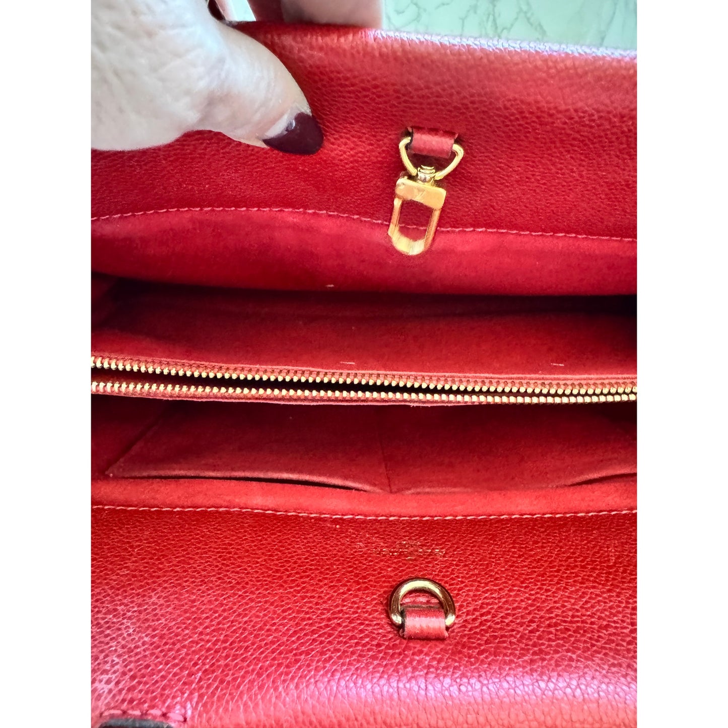 Louis Vuitton Venus Monogram Handbag with Red Cerise Leather Trim