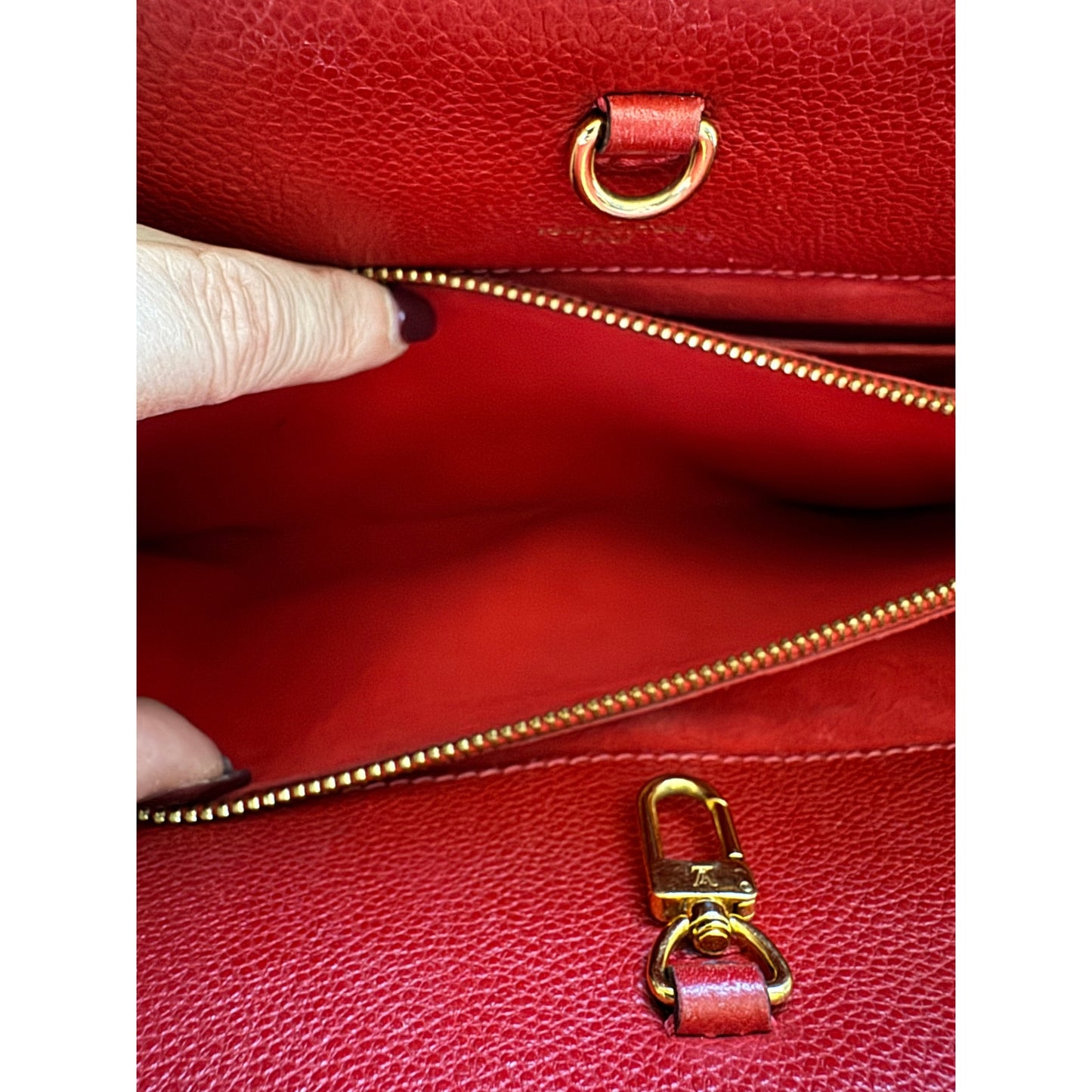 Louis Vuitton Venus Monogram Handbag with Red Cerise Leather Trim