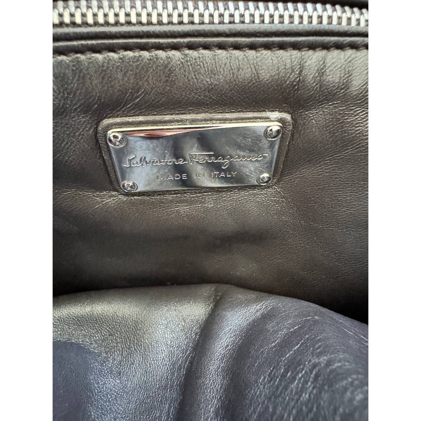 Salvatore Ferragamo Blue Suede and Exotic Python Top Handle Sophia Bag