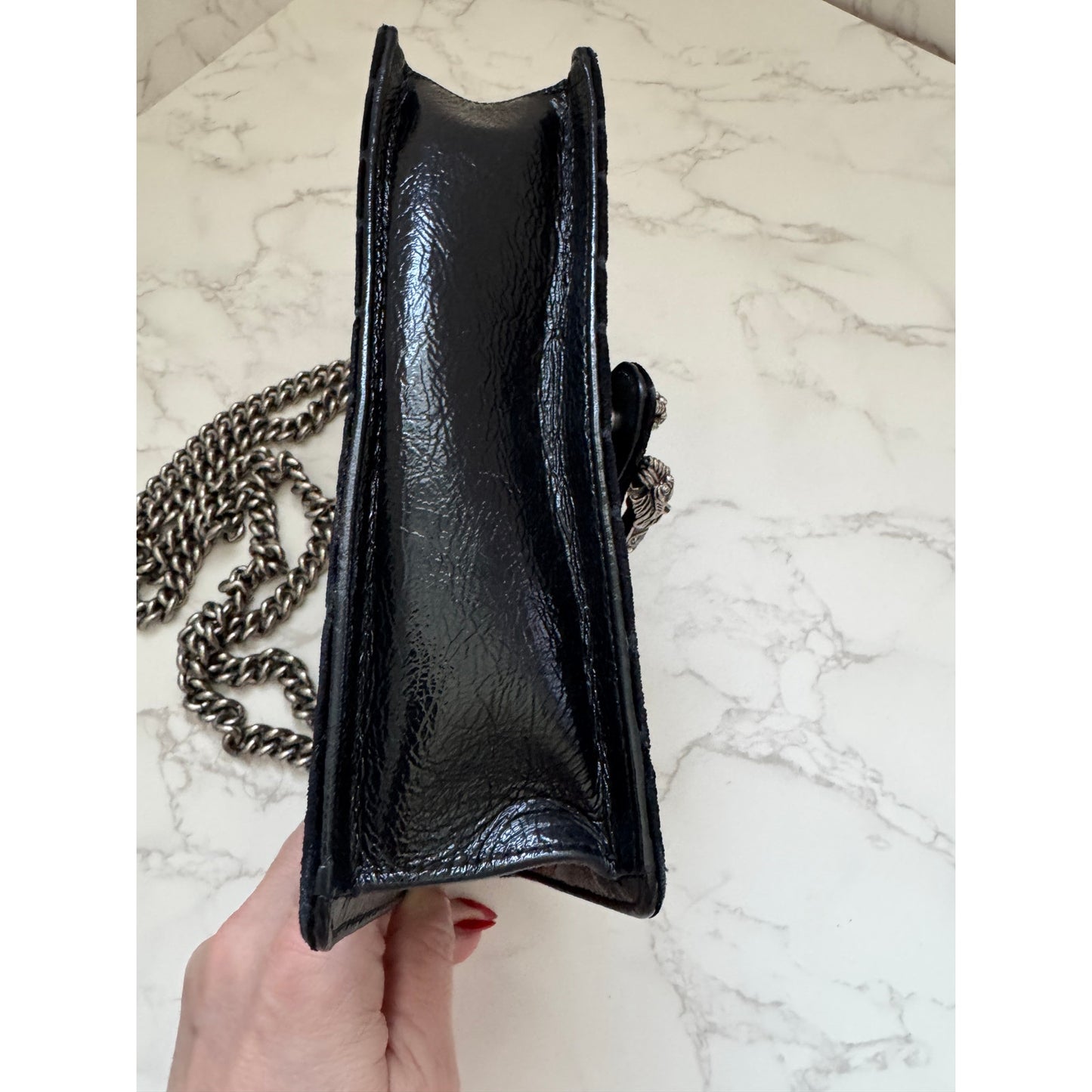 GUCCI Dionysus Mini GG Velvet Crystal Tiger Head Chain Shoulder Bag