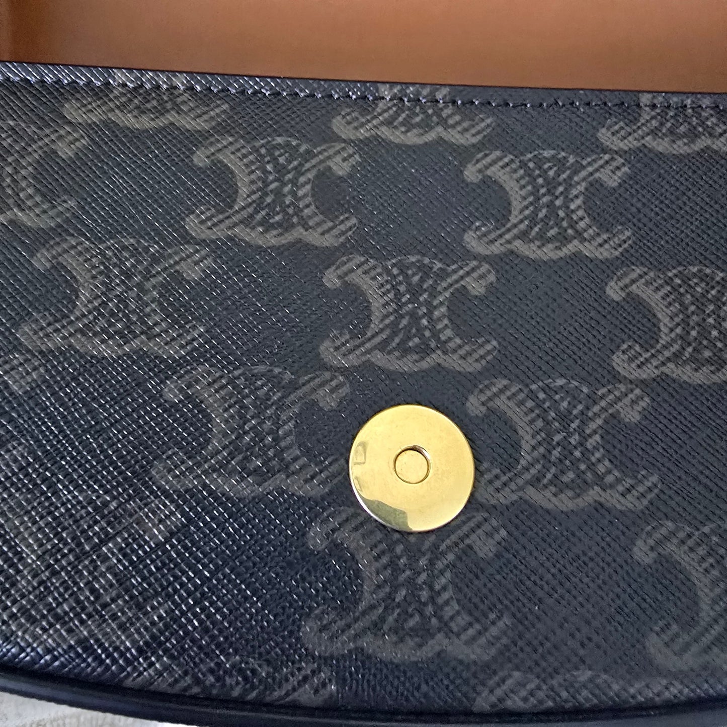 CELINE Triomphe Canvas & Calfskin Mini Tabou Clutch On Strap Bag