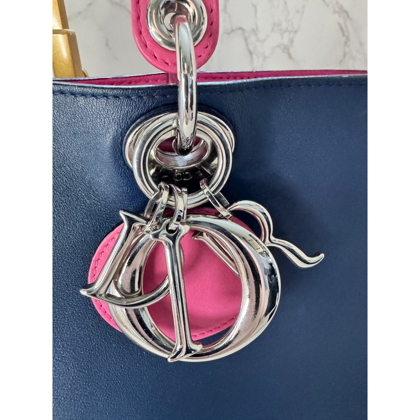 Christian Dior Diorissimo Bag with Strap Blue/Pink
