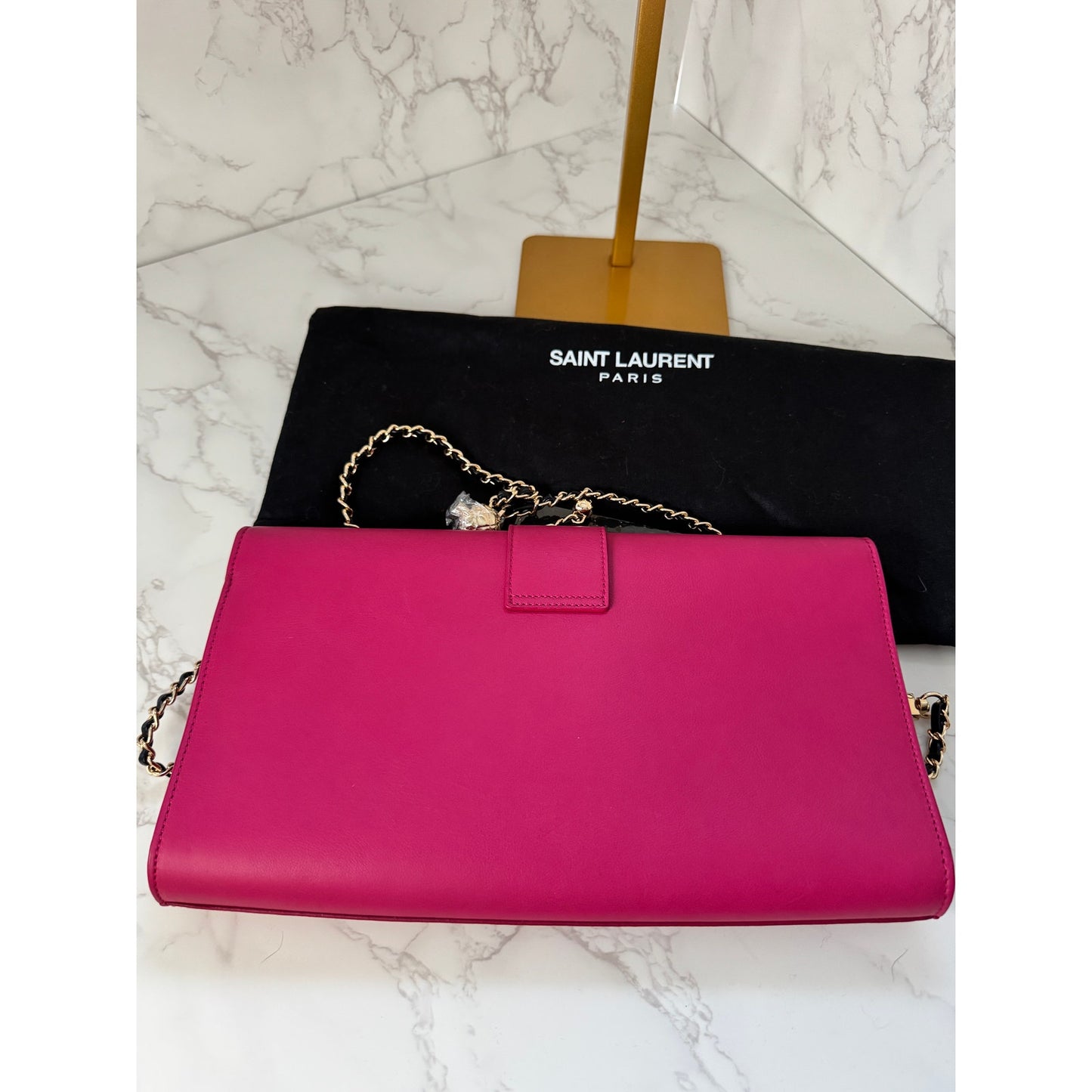 Saint Laurent Y Ligne Pink Leather Clutch