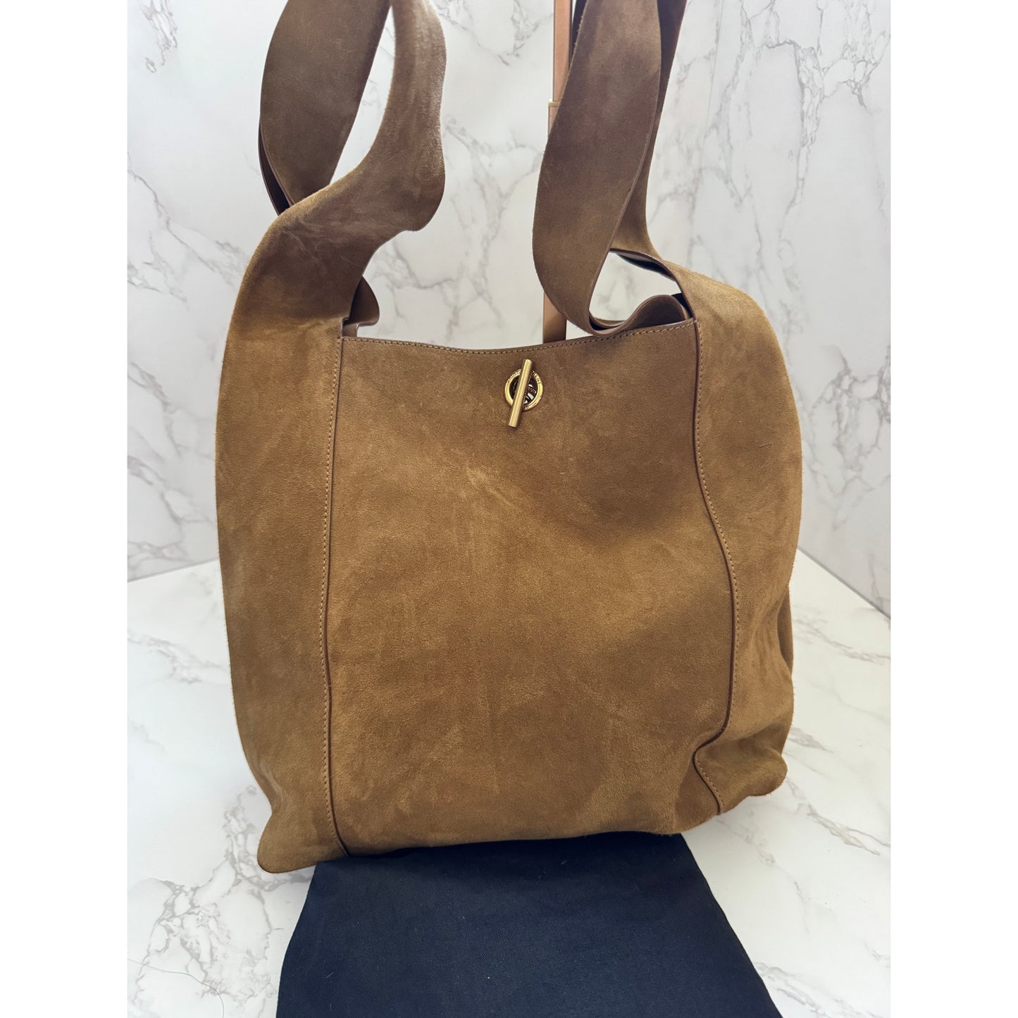 YSL Signature Tanger Bisquit Brown Suede