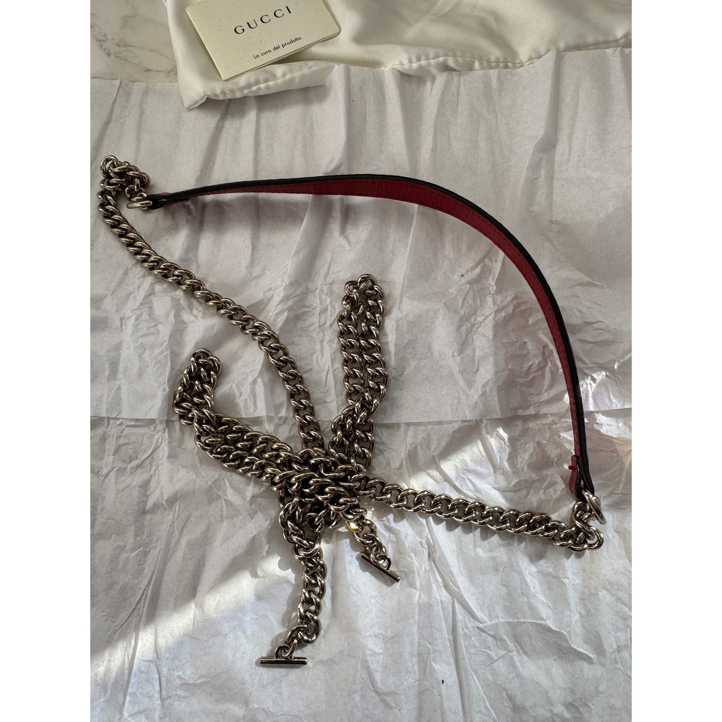 Gucci Interlocking G Wallet On Chain/Crossbody in Textured Calfskin Leather
