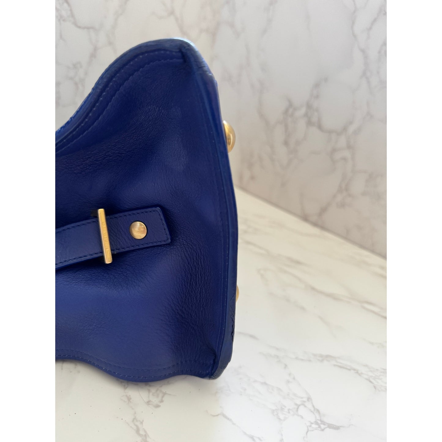 YSL Saint Laurent Classic Y Cabas Chyc Satchel  Blue Leather