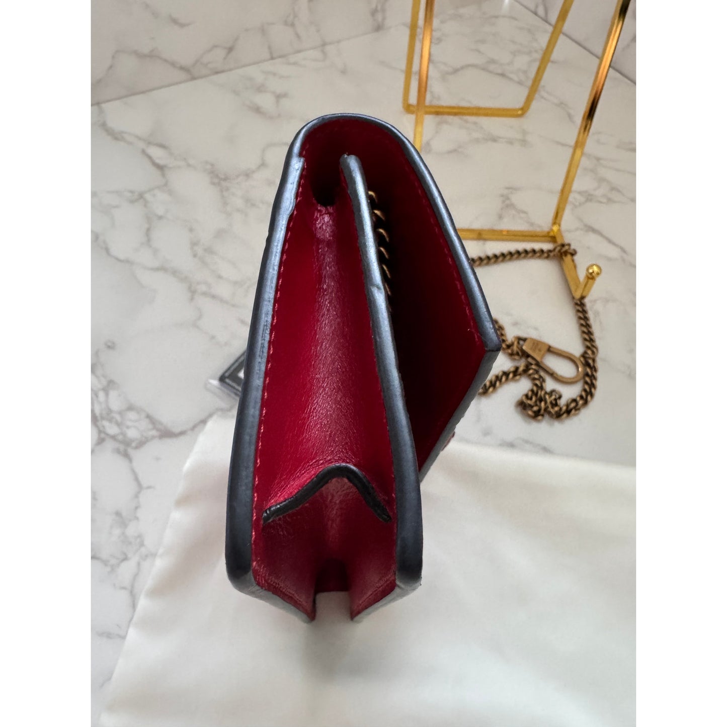 Gucci Guccissima Leather Mini Cherry Chain Shoulder Bag in Red