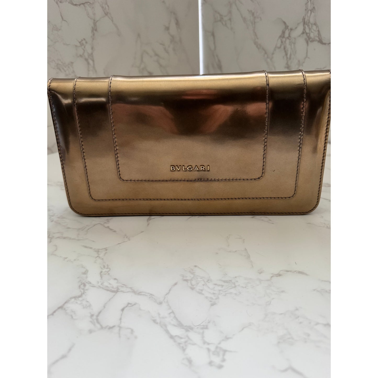 Bvlgari Serpenti Forever Shoulder Bag in Metallic Bronze Patent Leather