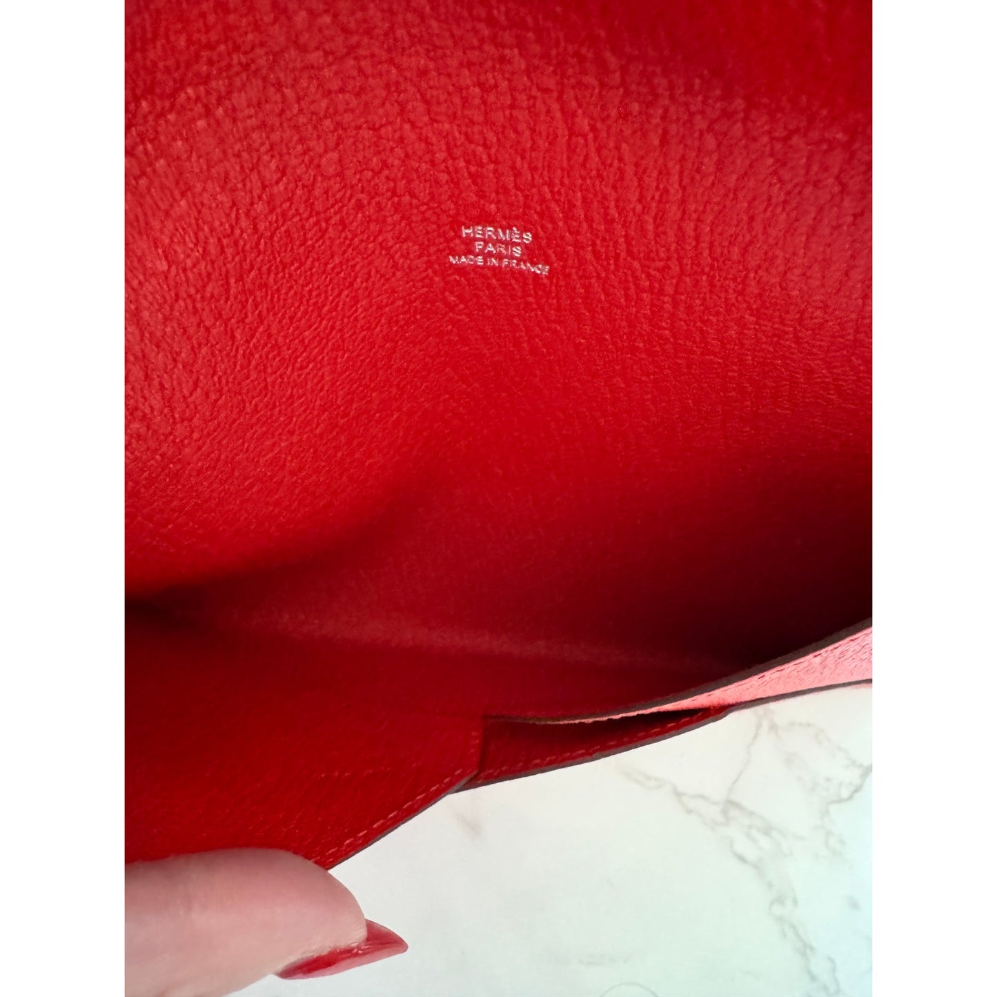 Hermès Envelope GM Leather Pouch Flat Clutch Bag Red