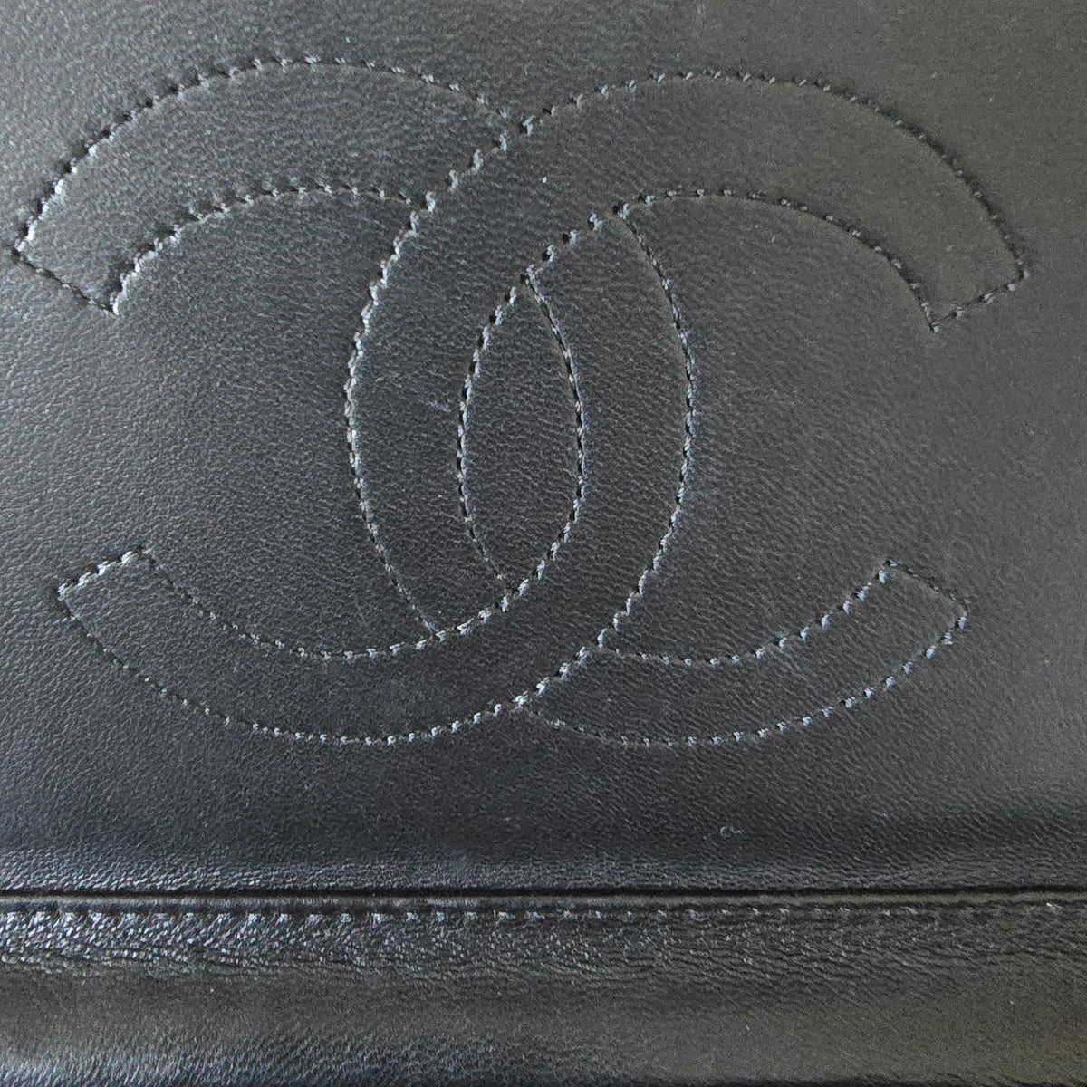 CHANEL Vintage Black Lambskin Diagonal Stitch Chain Flap Bag GHW