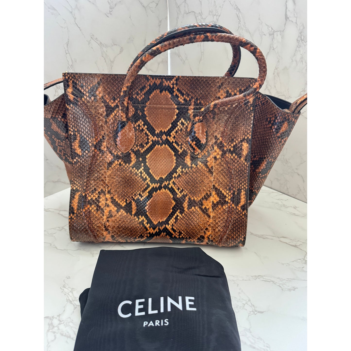 Exotic Celine Phantom Tote in Brown Python