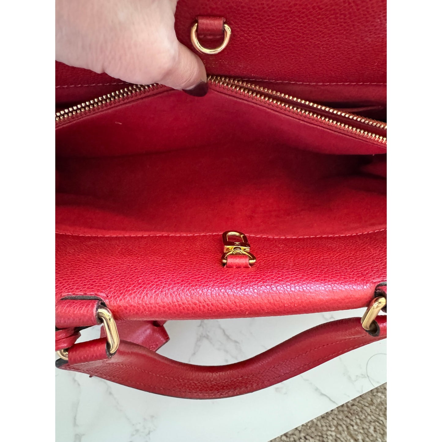 Louis Vuitton Venus Monogram Handbag with Red Cerise Leather Trim