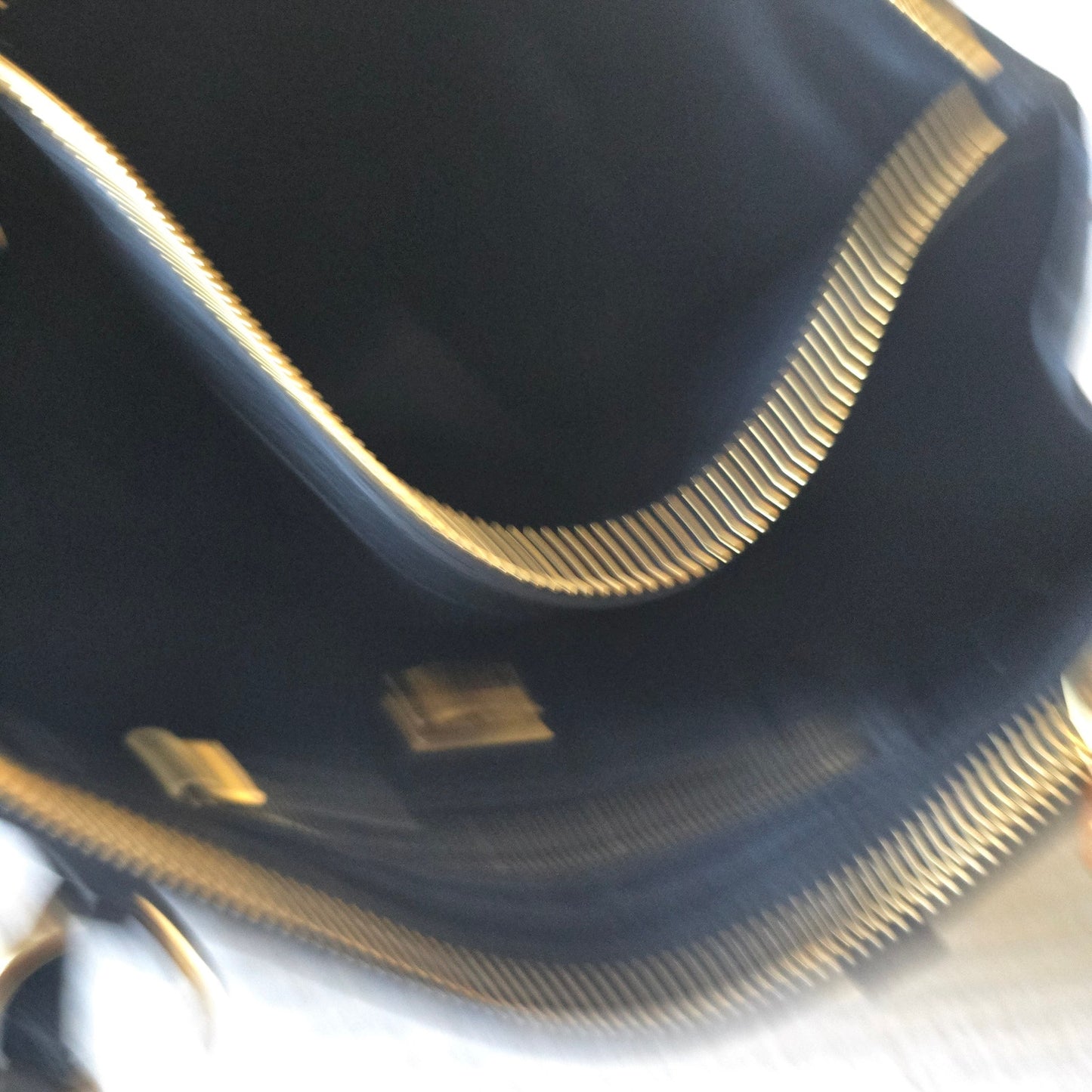 Miu Miu Black Vitello Caribu Leather Double Zip Large Tote Bag Gold