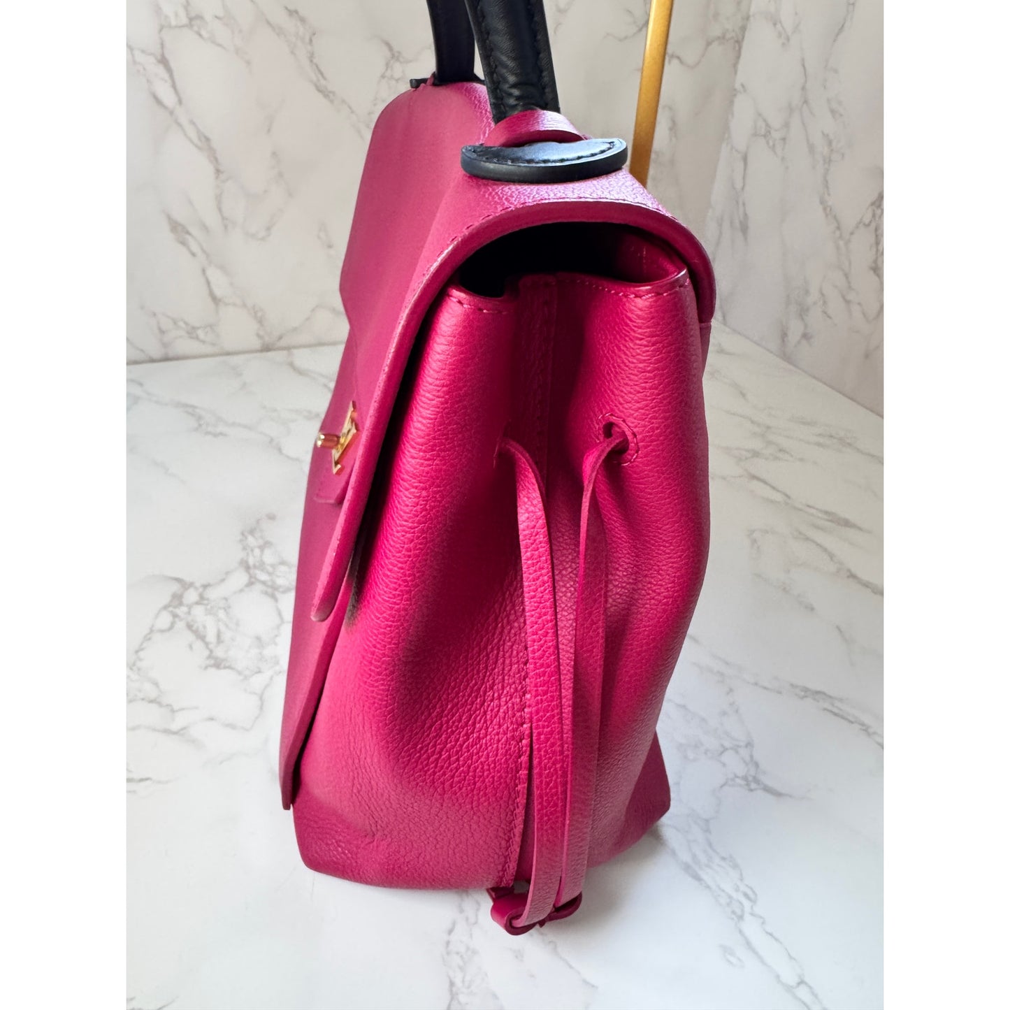 LV Lockme PM Handbag in Fuchsia and Black Top Handle