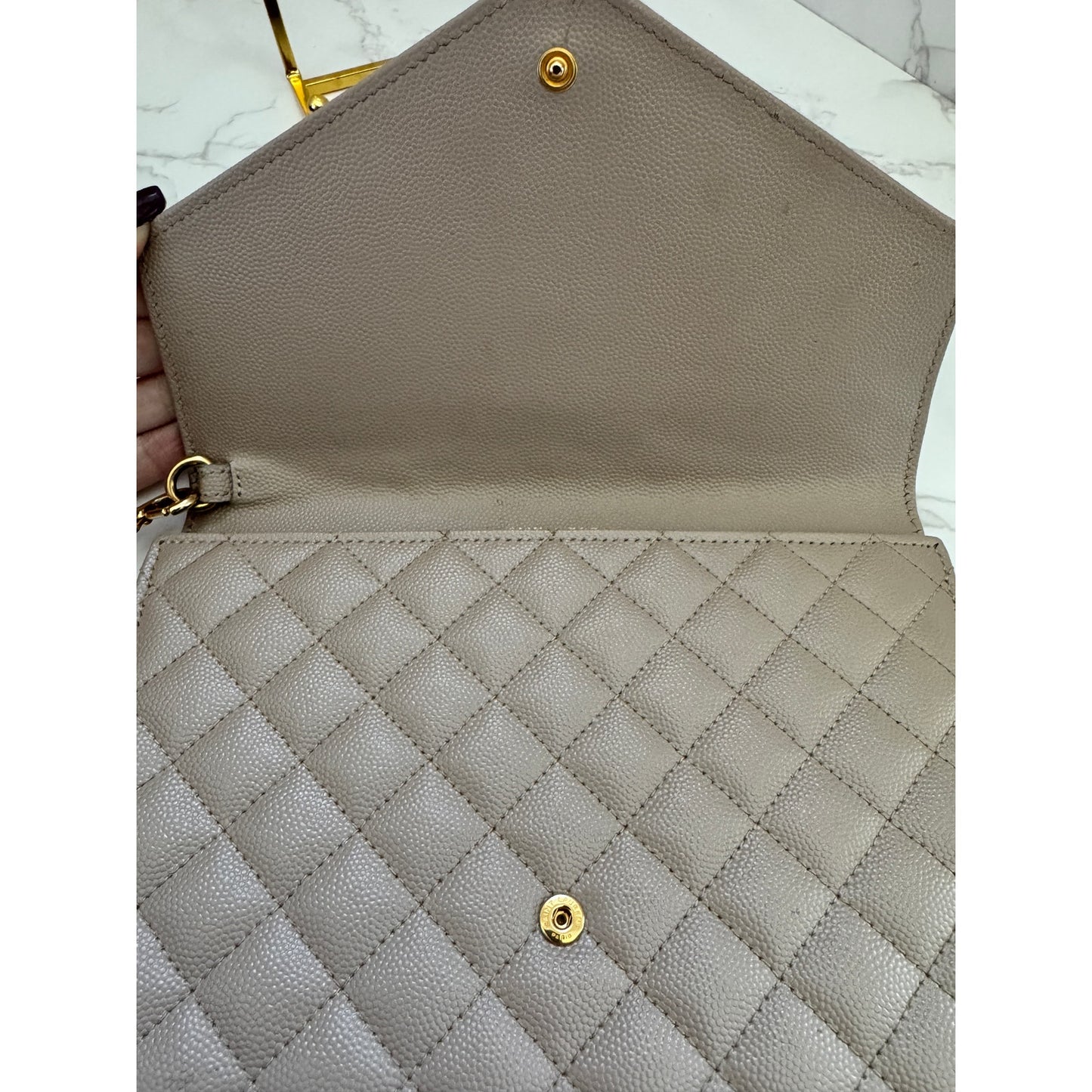 Yves Saint Laurent Envelope Flap Pouch in Mix Matelasse Leather