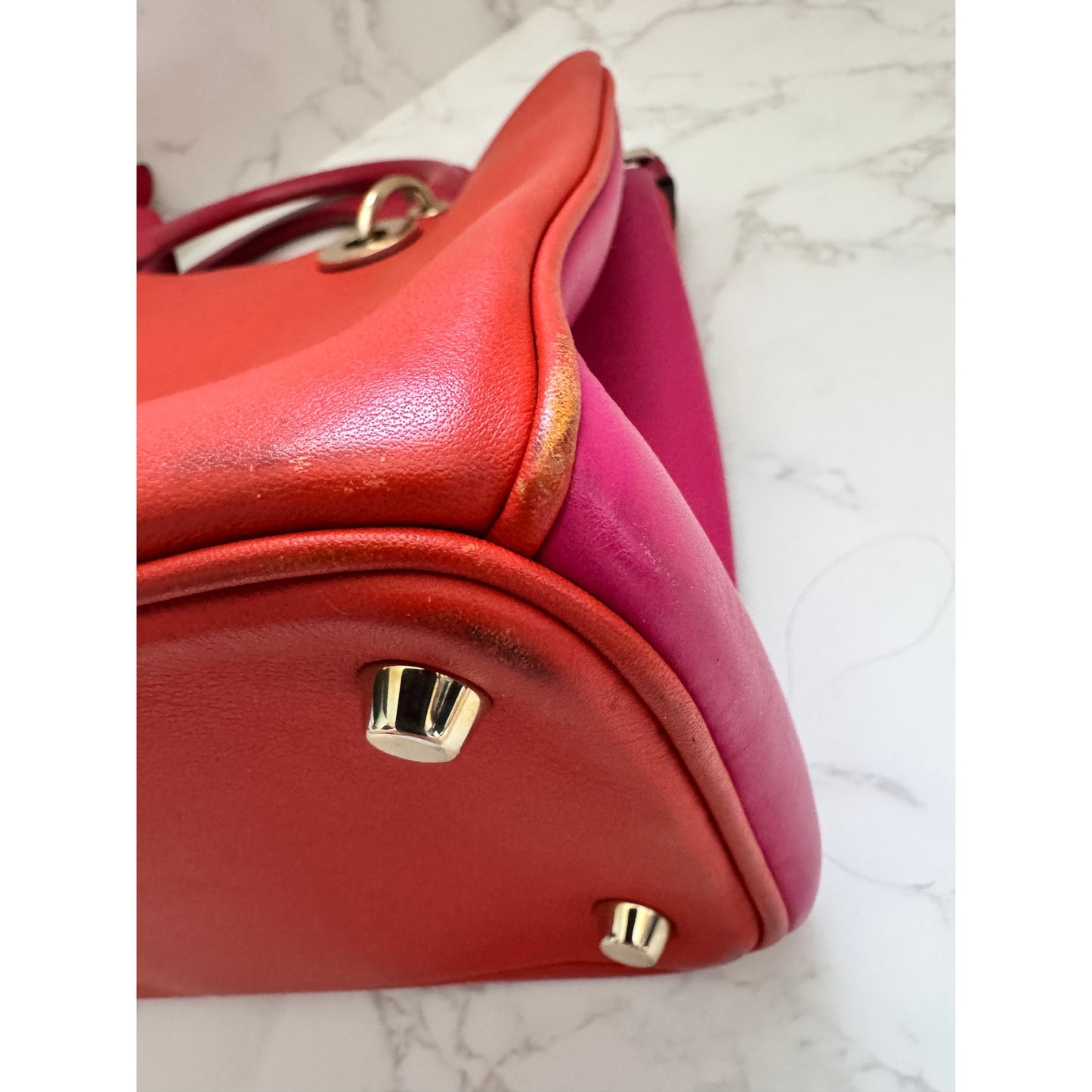 Christian Dior Diorissimo Tote Bag with Shoulder Strap Orange/Pink