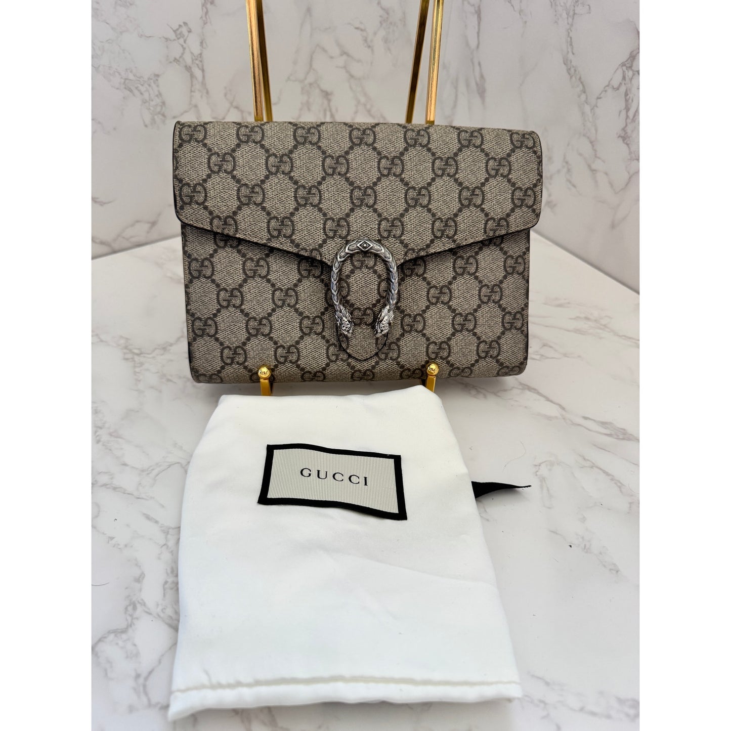 Gucci Dionysus Wallet on Chain Red & Tan Monogram with Dust Bag