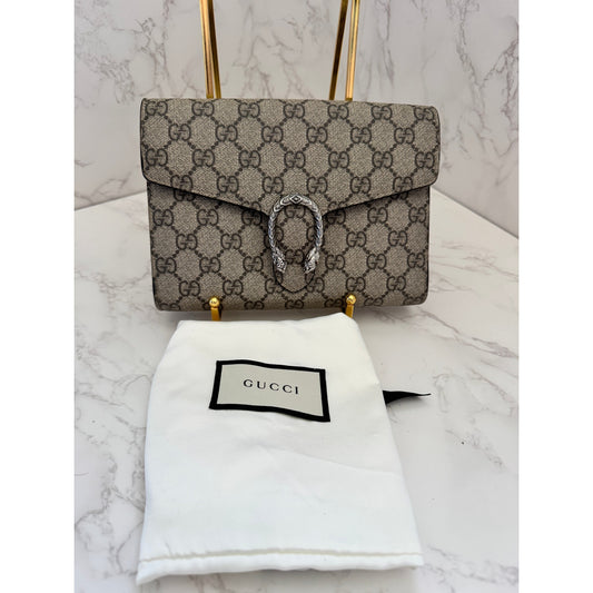 Gucci Dionysus Wallet on Chain Red & Tan Monogram with Dust Bag