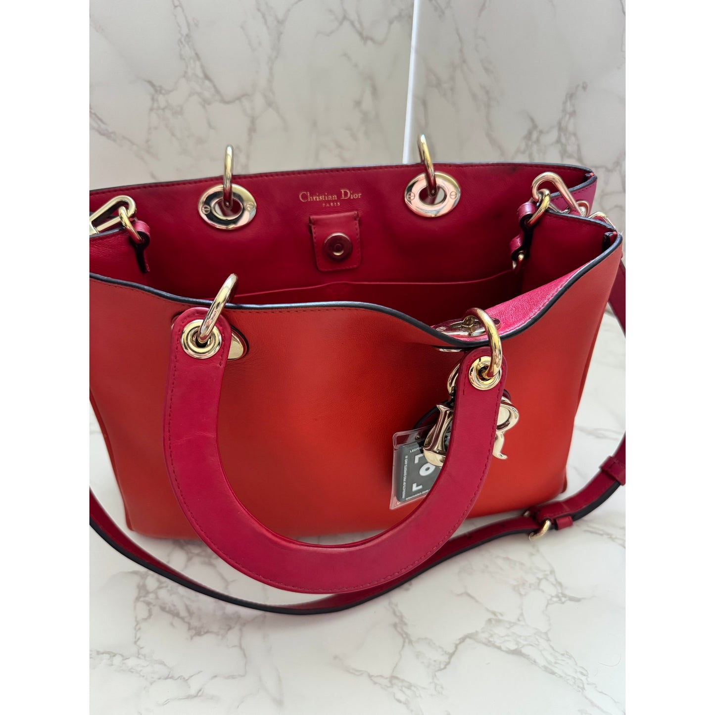Christian Dior Diorissimo Tote Bag with Shoulder Strap Orange/Pink