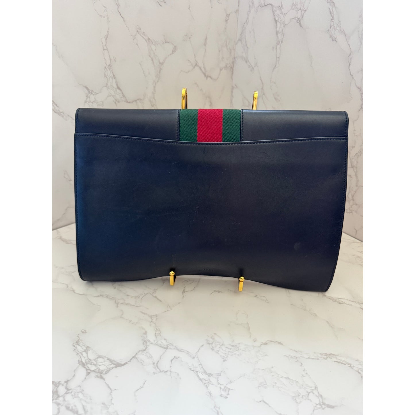 Gucci Sylvie Black Leather Maxi Clutch