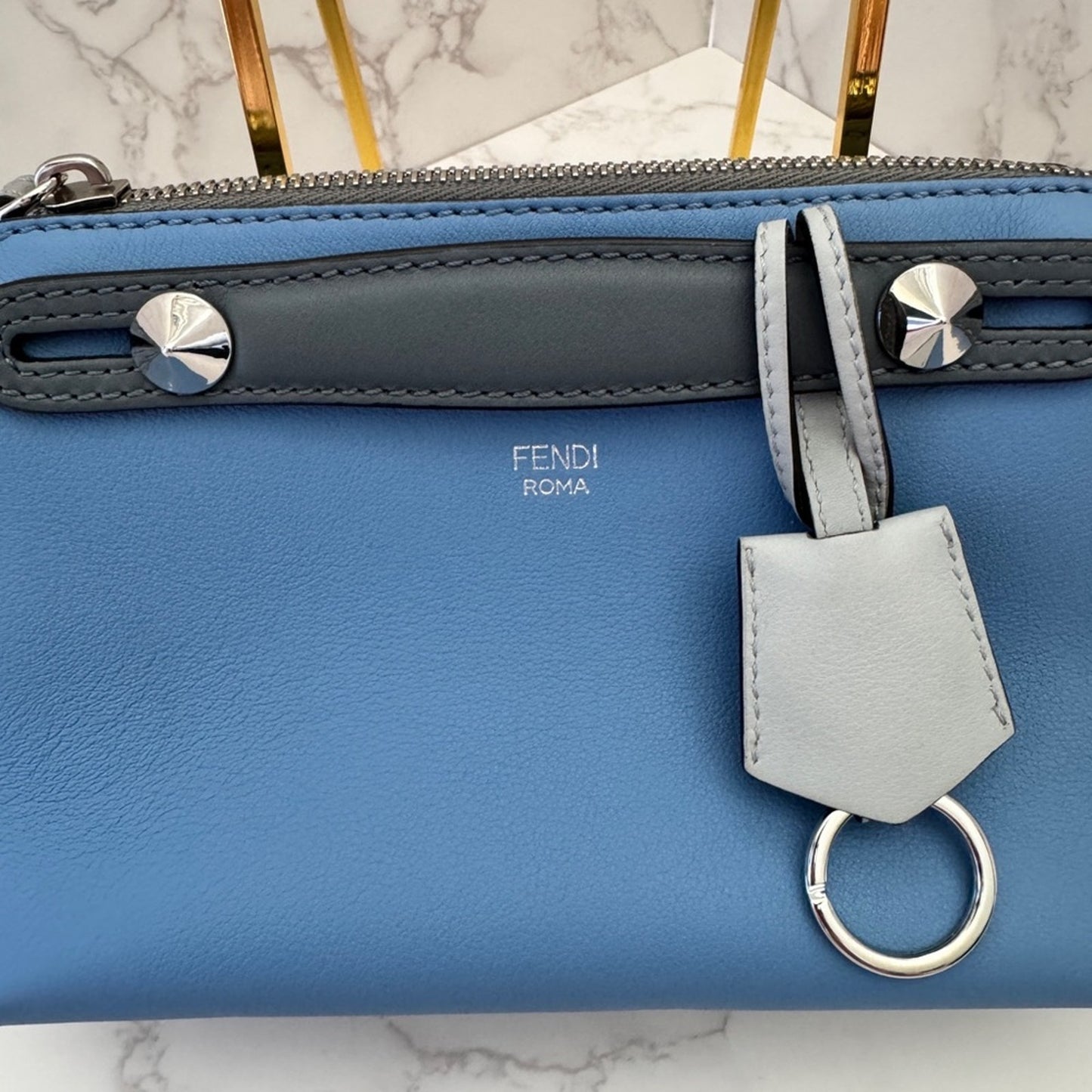 Fendi By The Way Crossbody in Blue Calfskin Leather