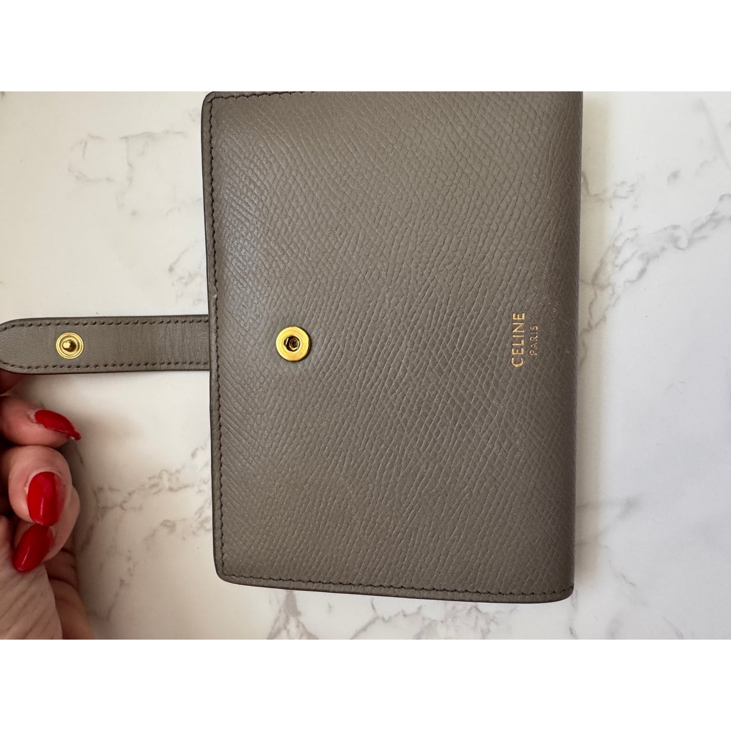 Celine Grained Calfskin Wallet Pebble Color
