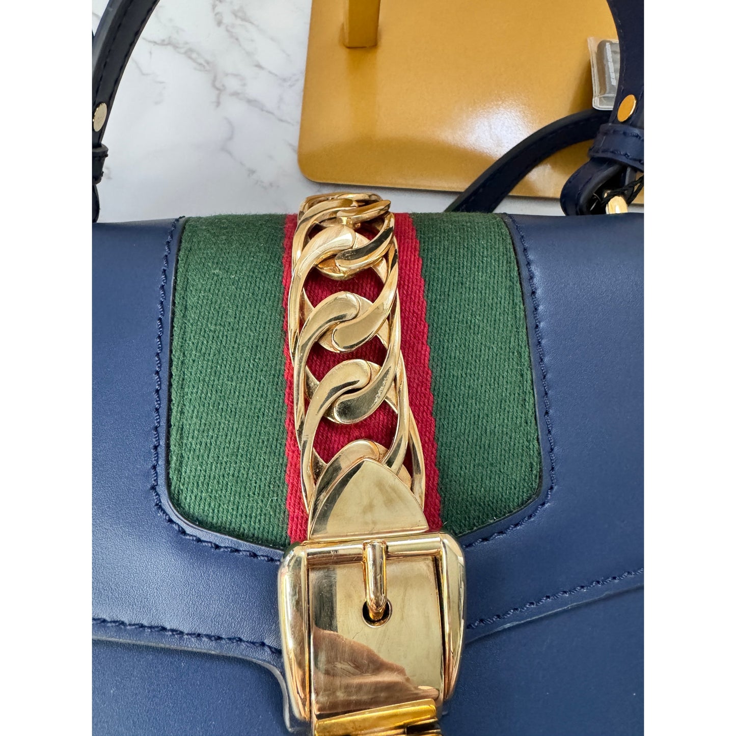 Gucci Sylvie Top Handle in Navy