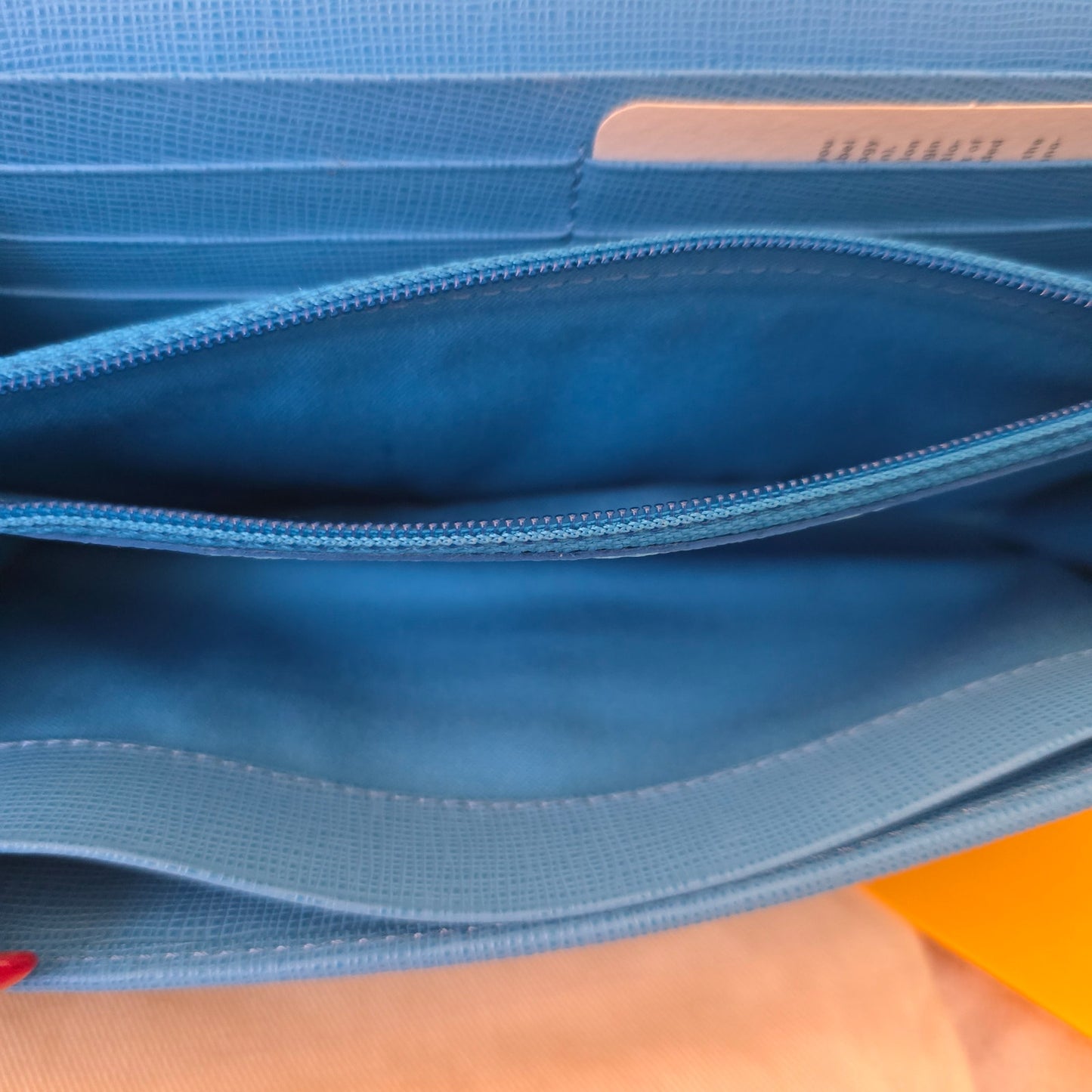 Fendi Zucca FF Monogram Continental Long Wallet Blue Leather Trim Box NWT