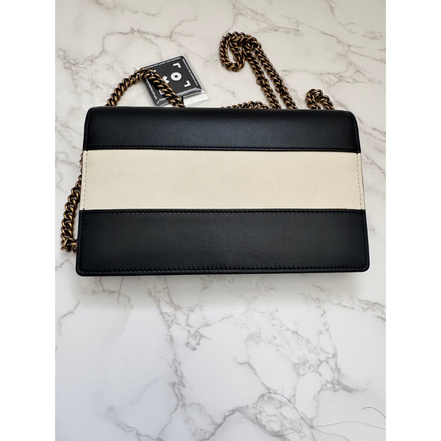 Gucci Queen Margaret Bee Black & White Wallet on Chain