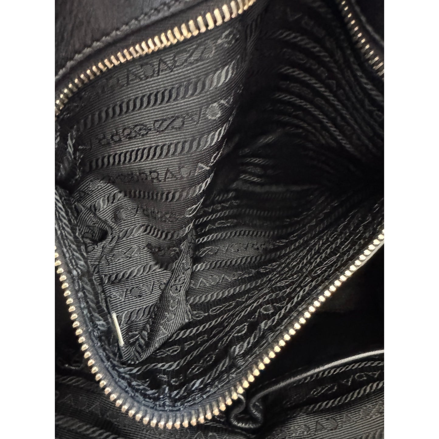 Prada Black Nappa Gaufre Ruched Leather Bag with GHW