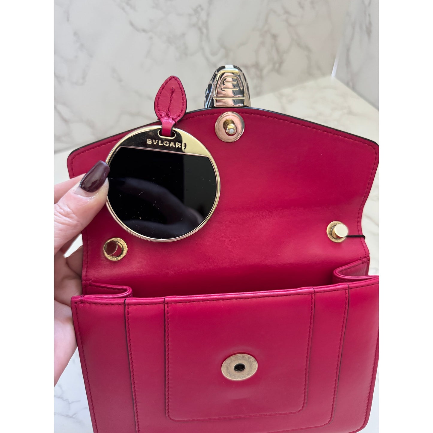 Bvlgari Serpenti Forever Dark Pink Chain Shoulder Bag