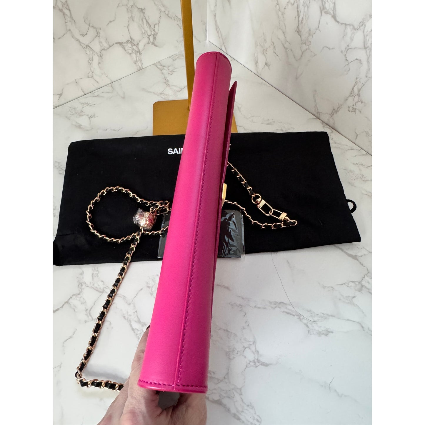 Saint Laurent Y Ligne Pink Leather Clutch