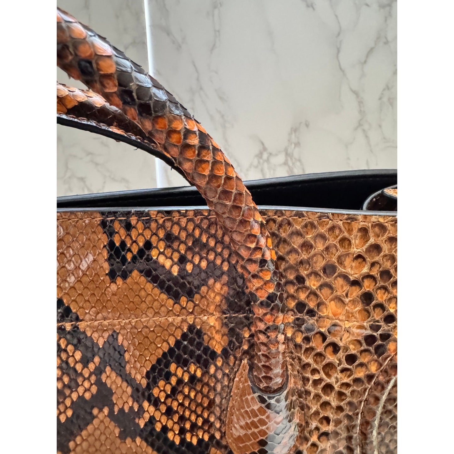 Exotic Celine Phantom Tote in Brown Python