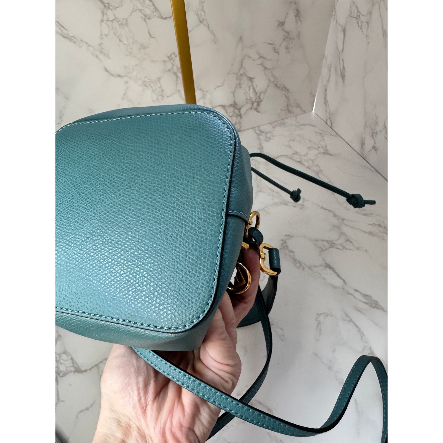 Fendi Mon Tresor Teal Leather Mini Bucket Bag