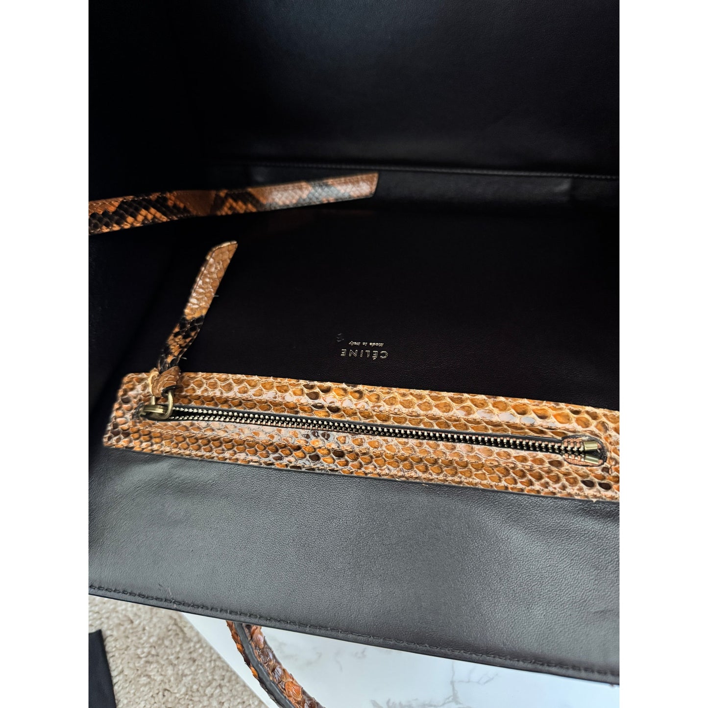Exotic Celine Phantom Tote in Brown Python