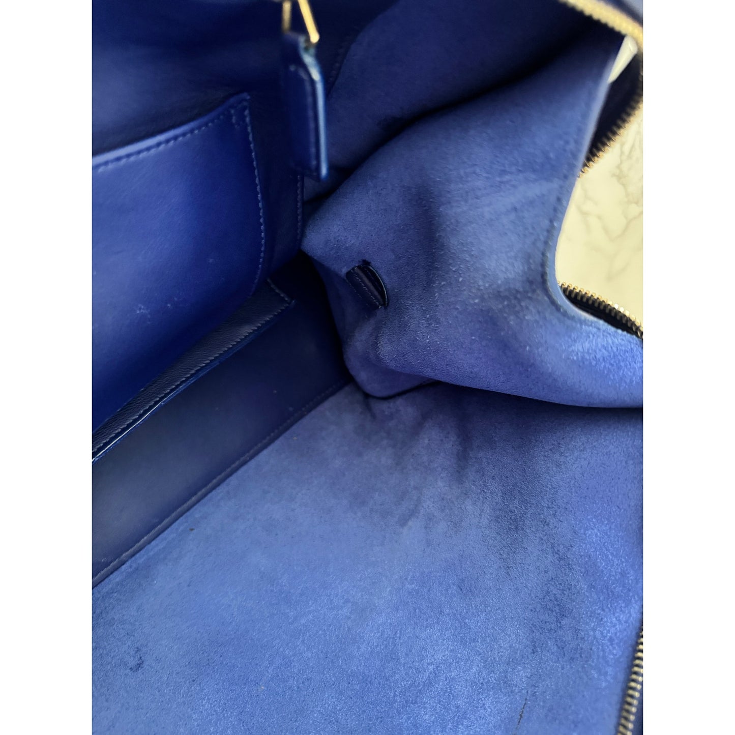 YSL Saint Laurent Classic Y Cabas Chyc Satchel  Blue Leather