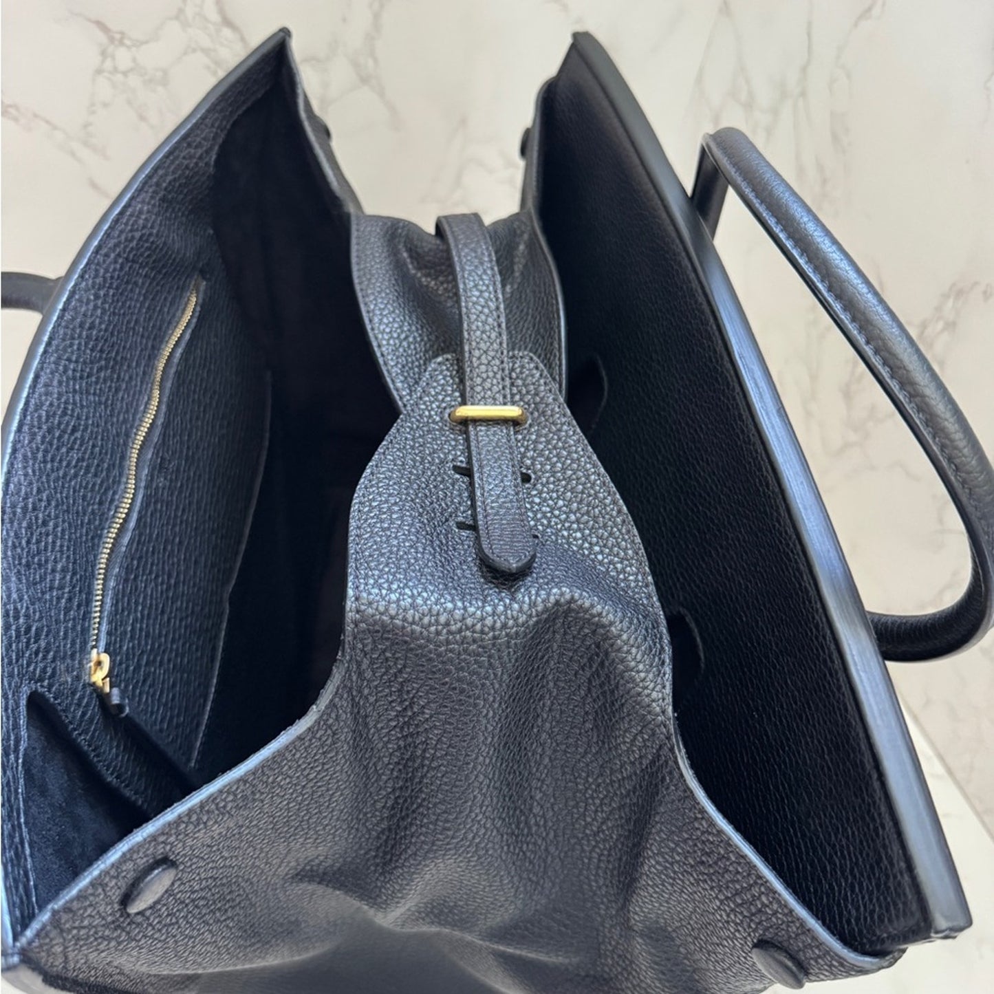 Authentic Celine Black Leather Tie Knot Tote