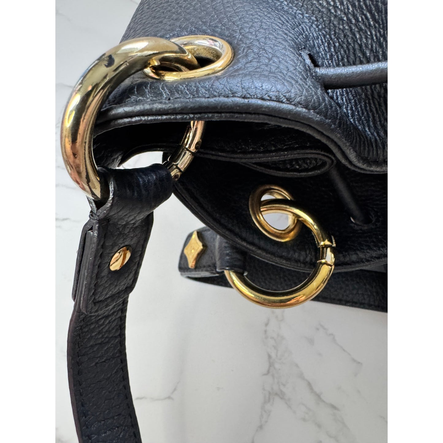 MCM Bucket Bag in Black Pebbled Leather