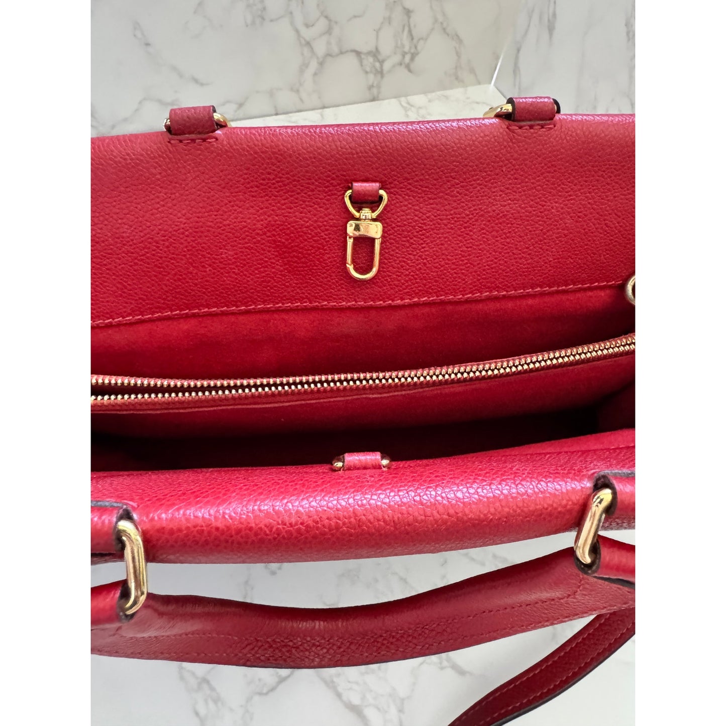 Louis Vuitton Venus Monogram Handbag with Red Cerise Leather Trim