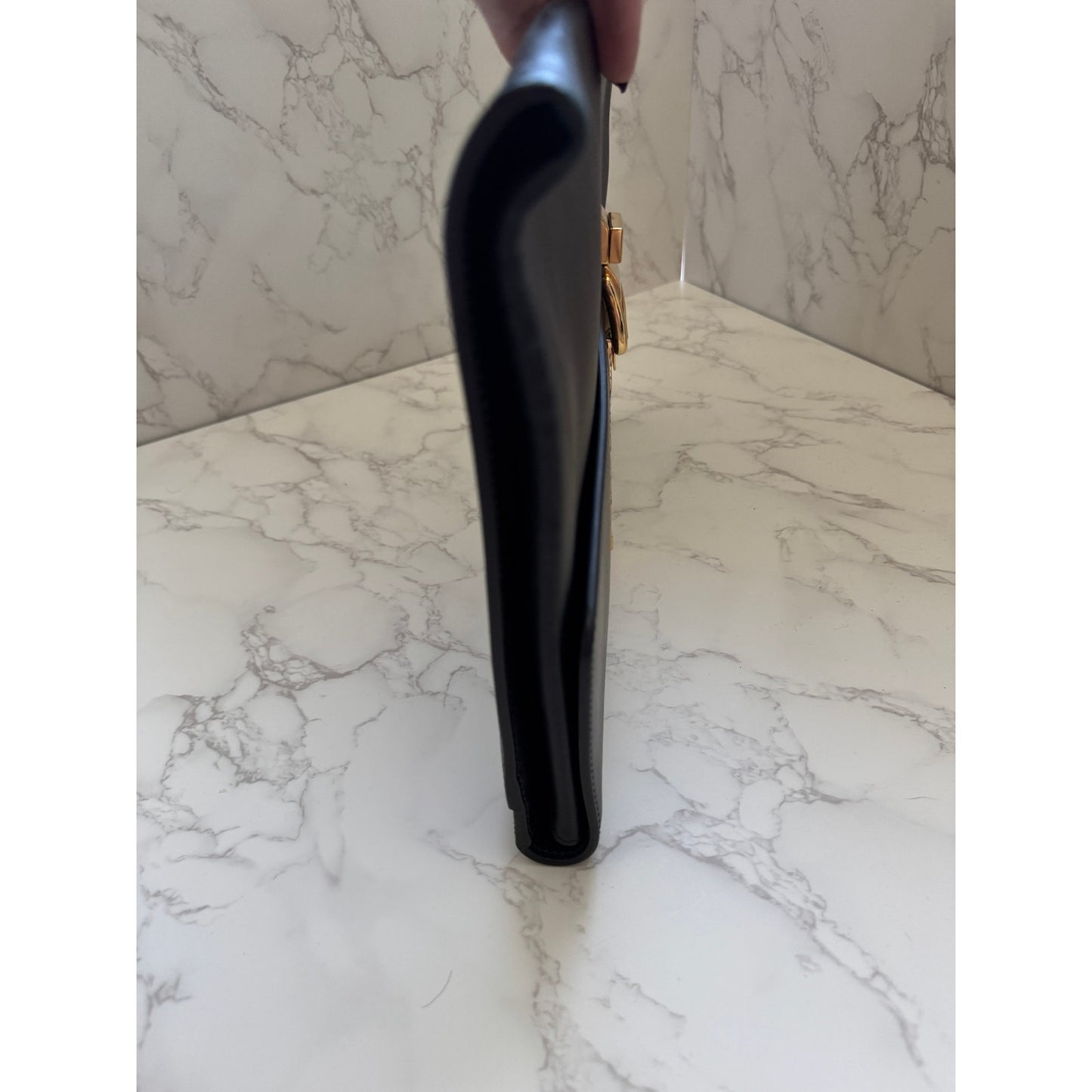 Gucci Sylvie Black Leather Maxi Clutch