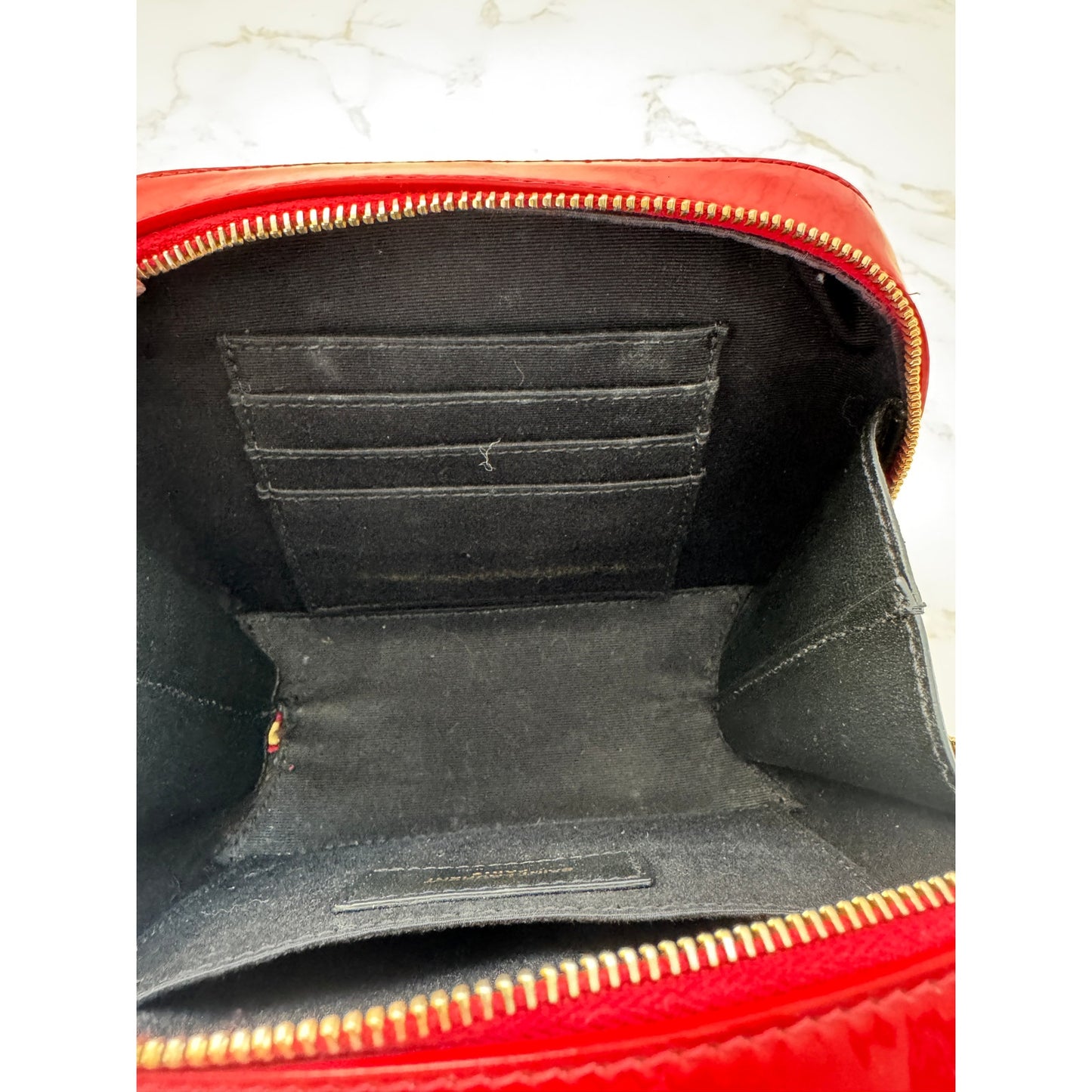 YSL Red Patent Leather Toy Vicky Camera Bag