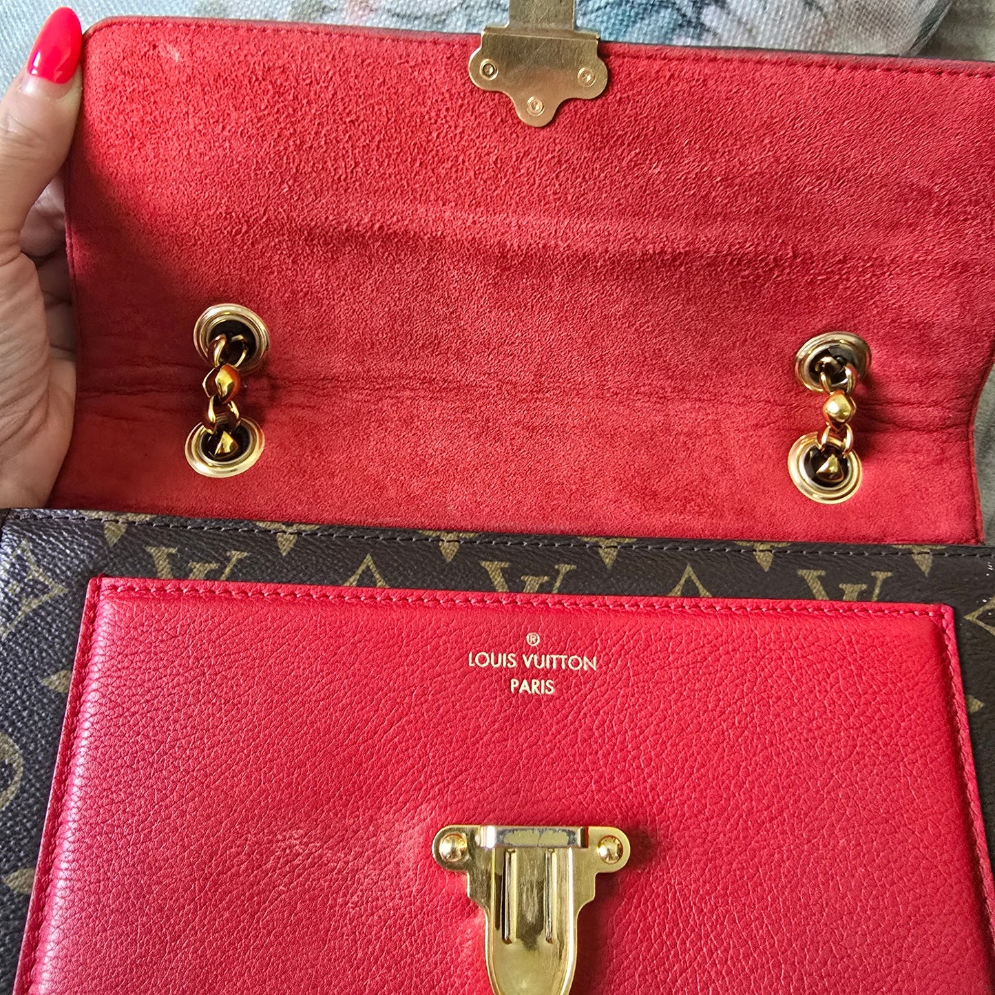 Louis Vuitton Victoire Monogram Cerise Red Bijoux Chain Shoulder Bag