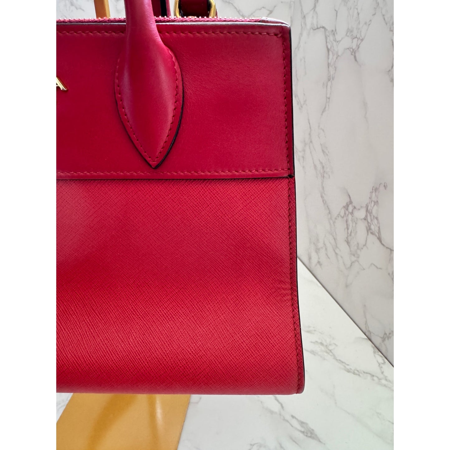 Prada Paradigme Tote in Red Saffiano Leather