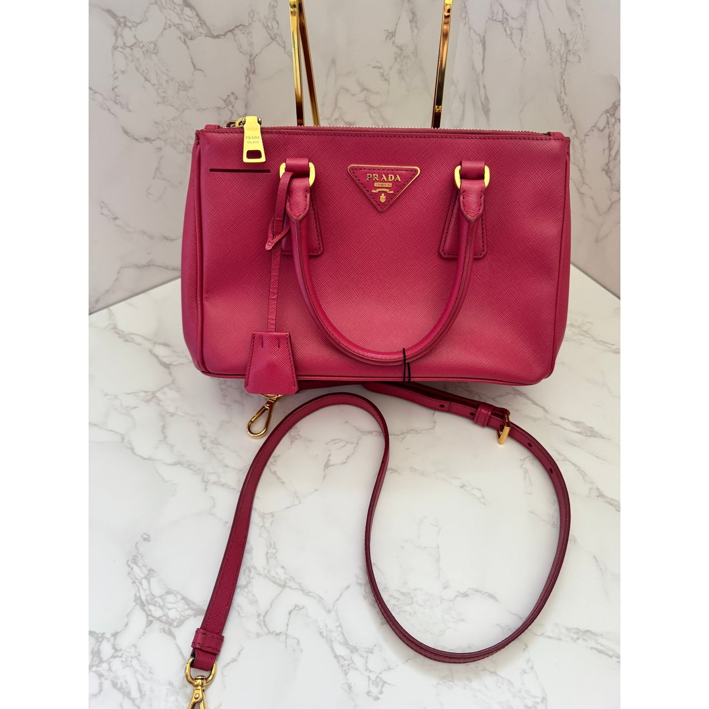 Prada Galleria Pink Small in Saffiano Leather