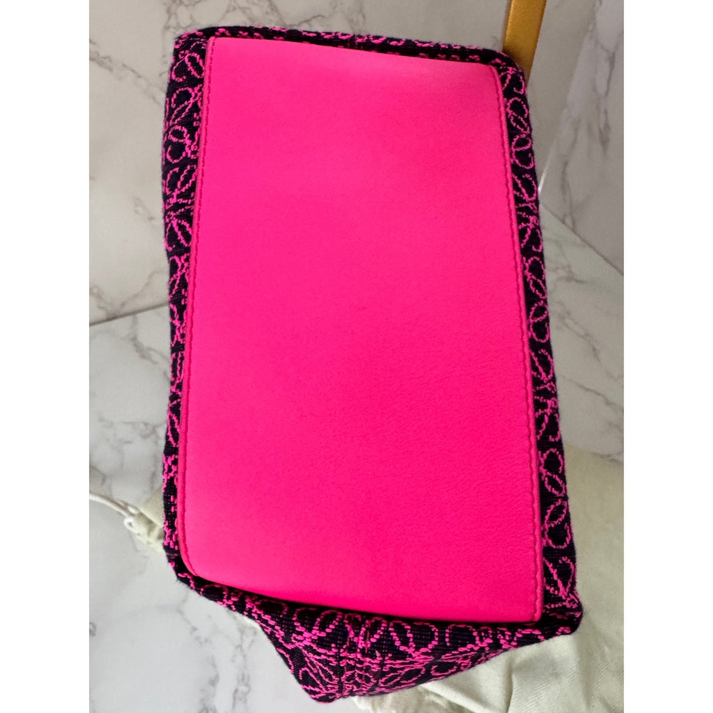 Loewe Jacquard Anagram Small Cubi Bag in Neon Pink & Black