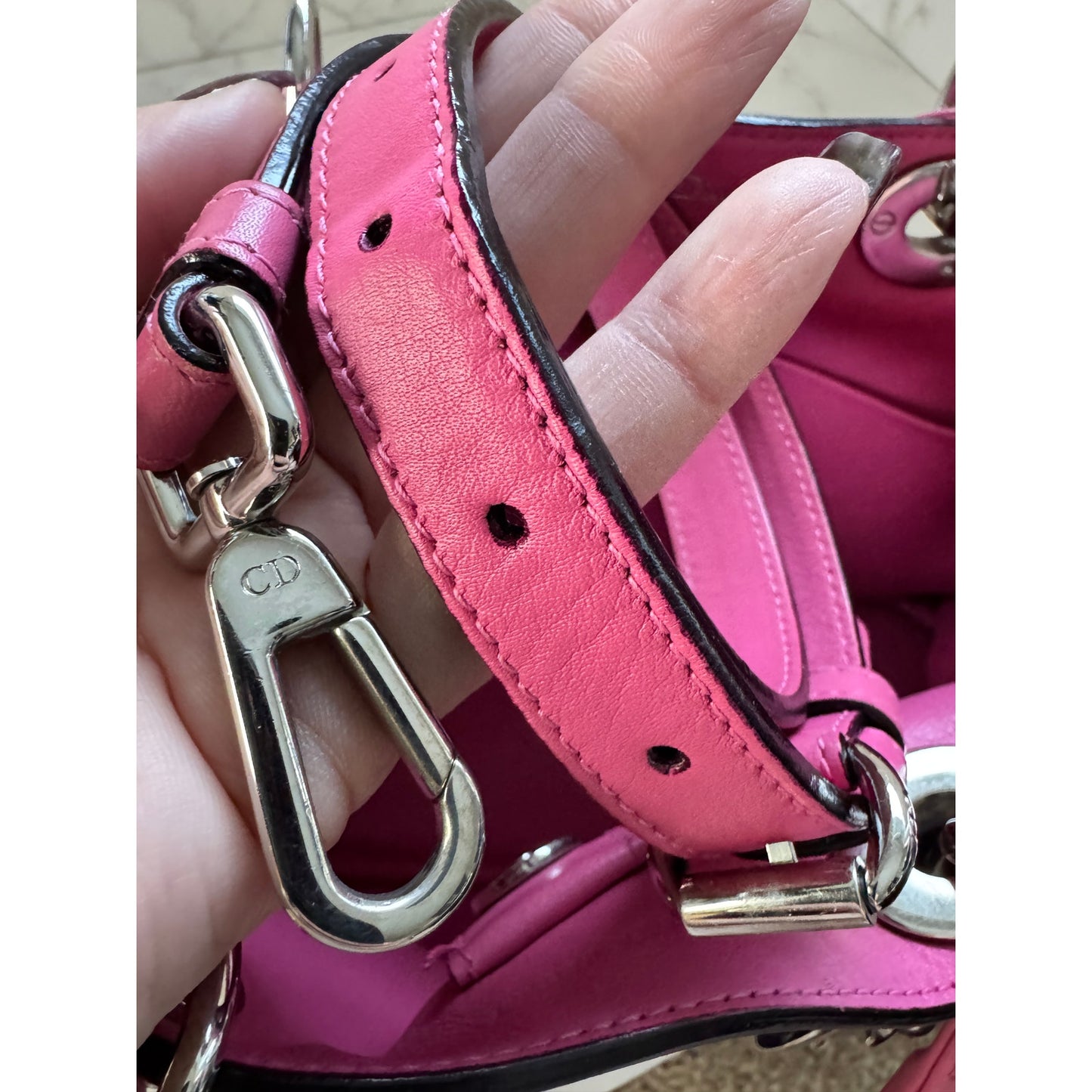 Christian Dior Diorissimo Bag with Strap Blue/Pink