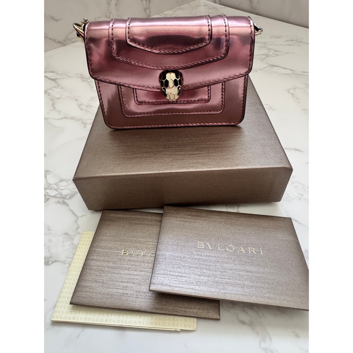 Bvlgari Serpenti Forever Metallic Pink Micro Bag